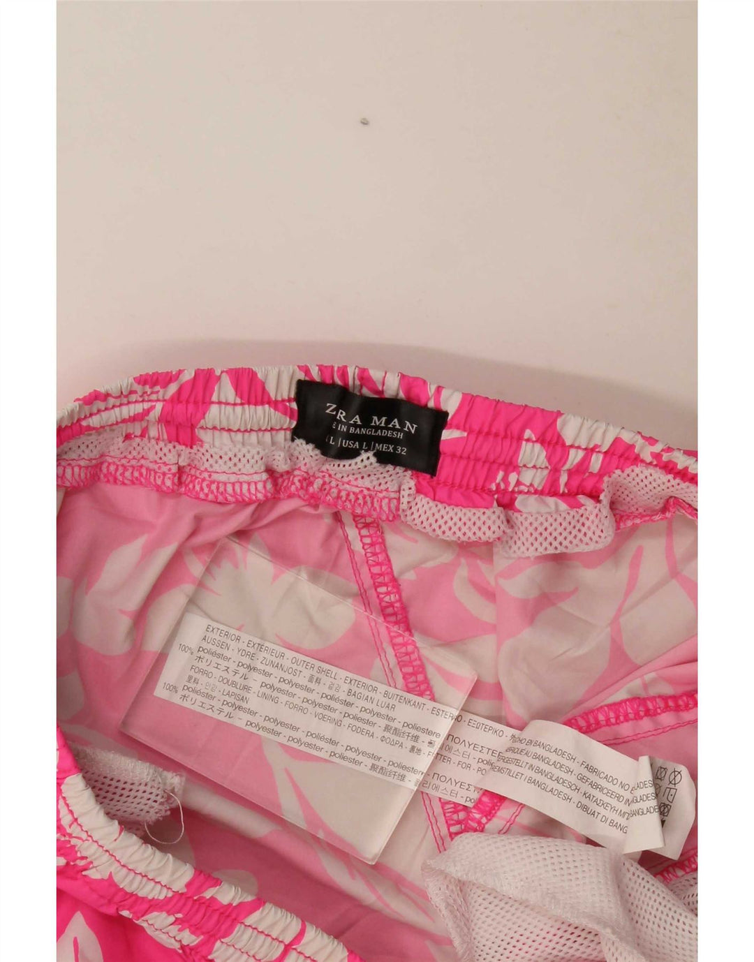 Zara Short de sport pour hommes en polyester floral rose grand