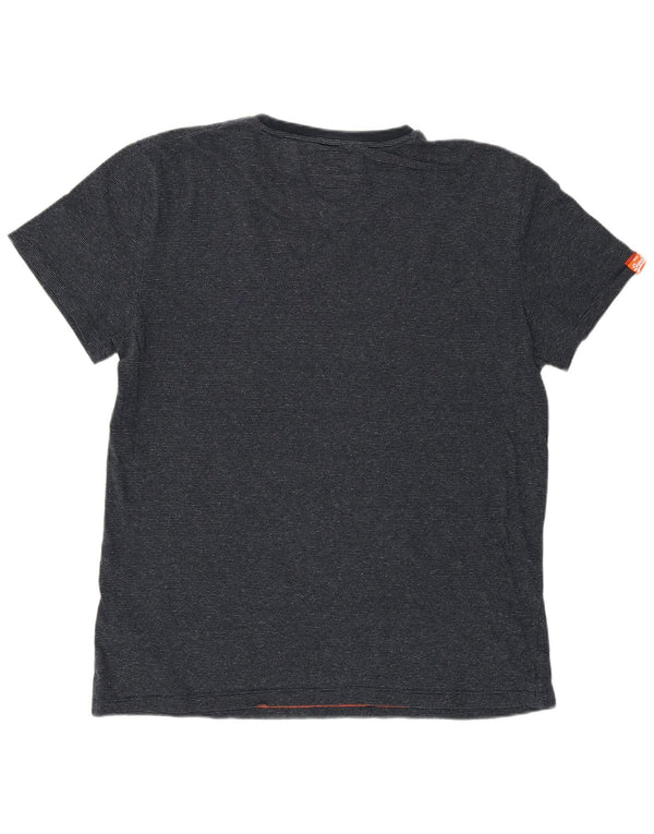 Superdry T-Shirt Homme Top 2XL Bleu Marine Moucheté Coton