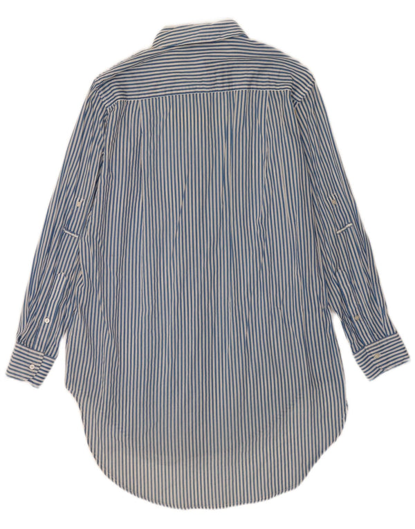 Zara Womens Trafaluc Robe chemise surdimensionnée UK 4 XS Bleu à fines rayures en coton