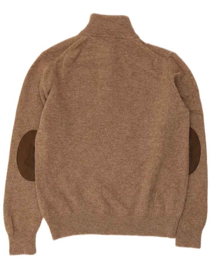 Hackett Pull col zippé pour femme UK 14 en laine d'agneau marron moyen