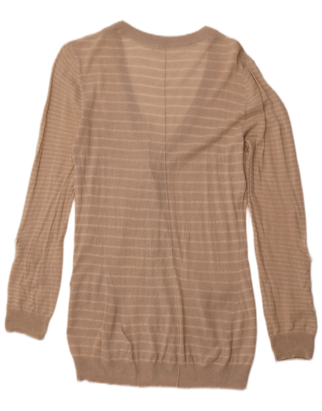 WHITE STUFF Cardigan pour femme en lin rayé beige UK 14