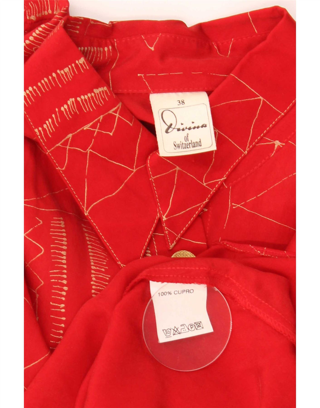 Divina Chemisier Femme EU 38 Rouge Moyen Géométrique Cupro