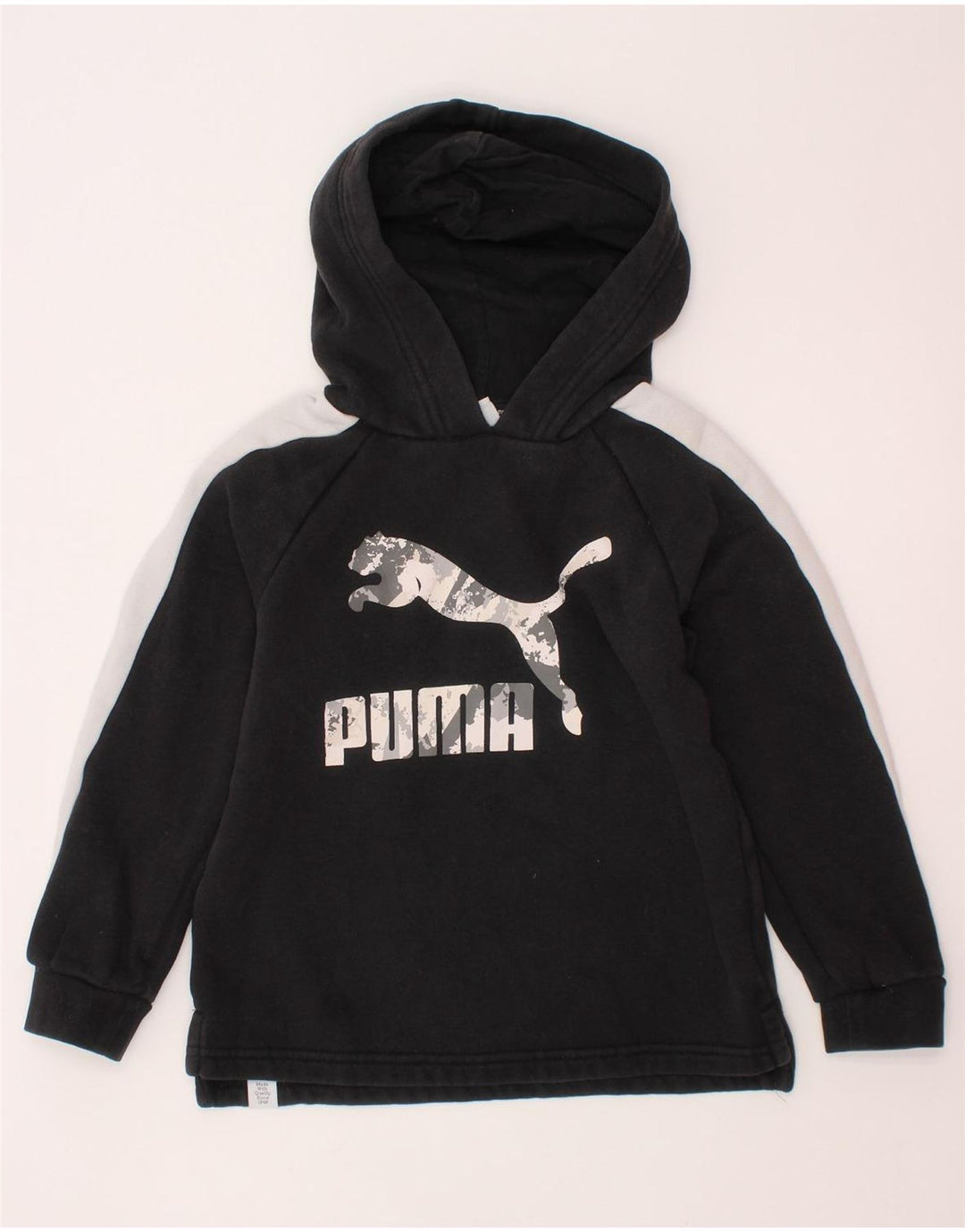 PUMA Sweat à capuche graphique pour garçon 5-6 ans Noir Colorblock Coton