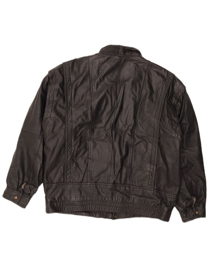 Paviano Veste en cuir pour homme UK 42 XL Cuir noir