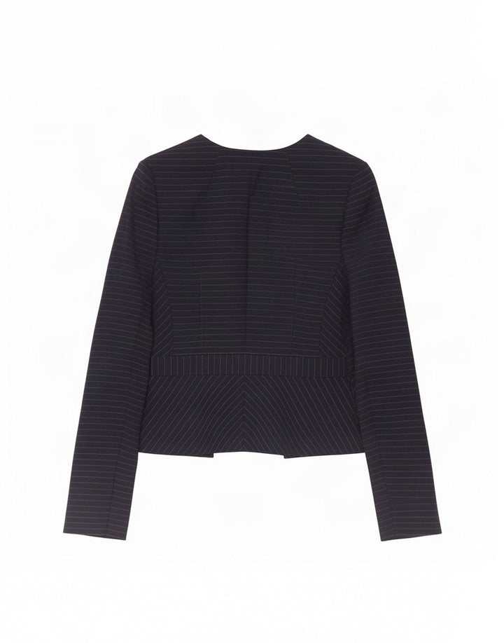 Hobbs Veste blazer ouverte pour femme UK 8 Petit bleu marine à fines rayures Polyester