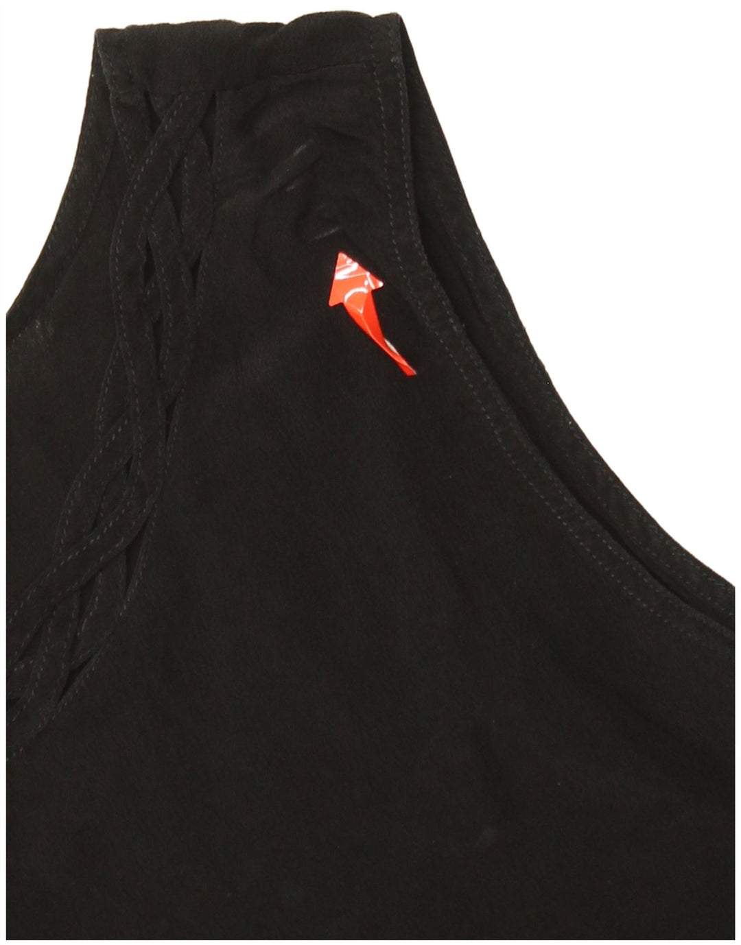 VINTAGE Femme Chemisier sans manches Top UK 14 Soie noire moyenne