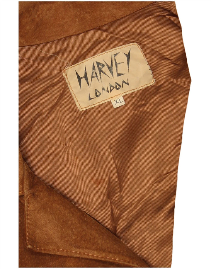 VINTAGE Veste blazer en daim à 3 boutons pour homme UK 42 XL Marron