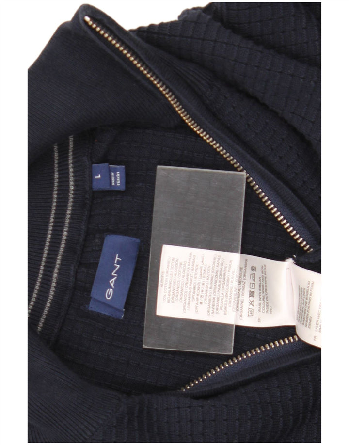 Gant Homme Pull Col Zippé Grand Bleu Marine Coton