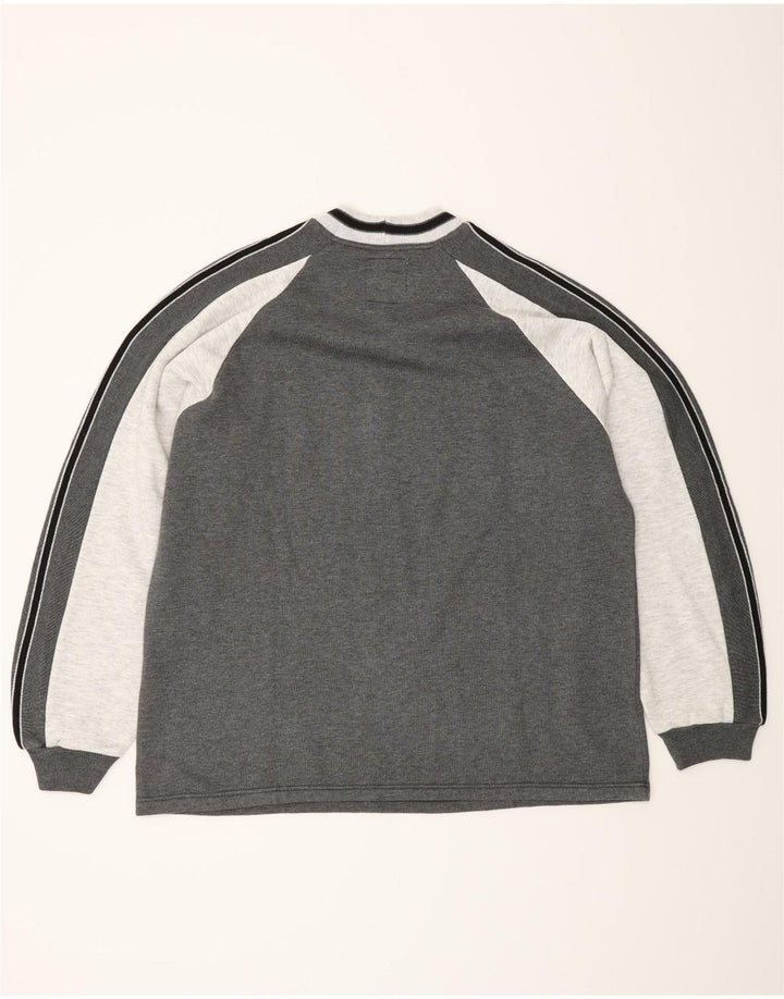 vintage Mens Sweatshirt Jumper Grand Gris Colorblock Acrylique