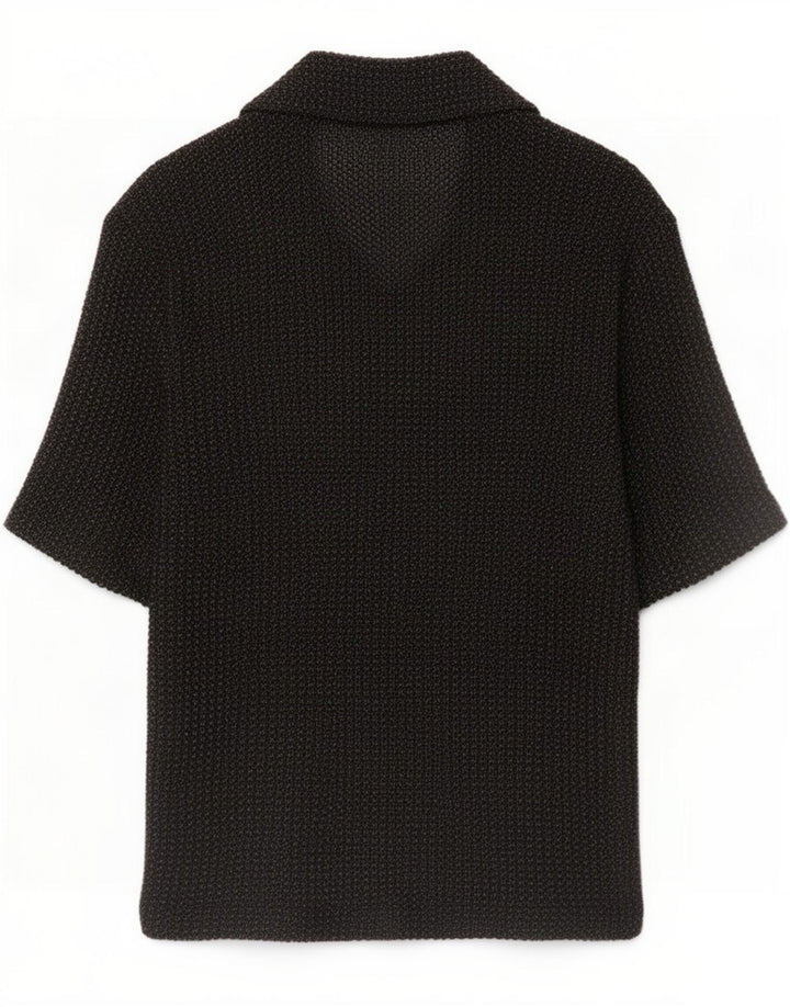 Chemise À Manches Courtes Homme Zara Homme Coton Chiné Noir Moyen
