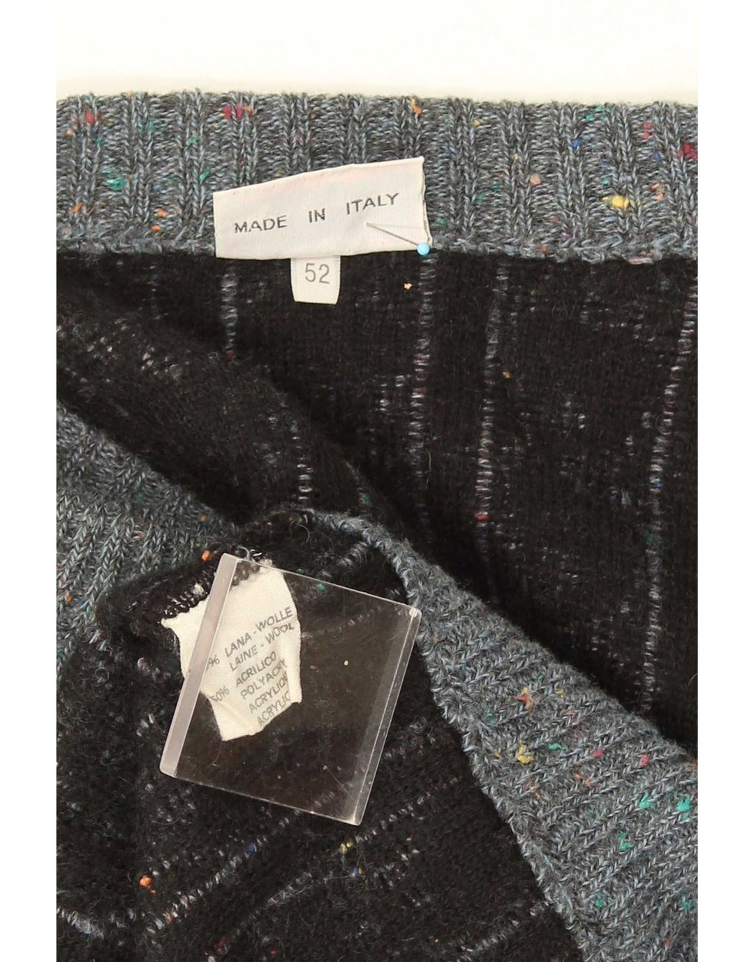Ranger Cardigan Homme Pull IT 52 Large Gris Géométrique Laine