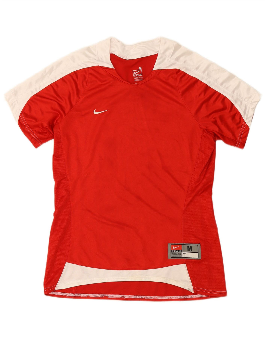 Nike Womens Fit Dry T-Shirt Top US 8/10 Rouge Moyen Polyester Colorblock