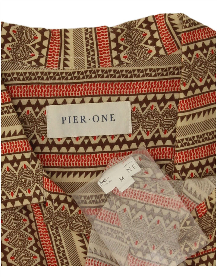 Pier One Chemise à Manches Courtes Homme Kaki Moyen Rayé