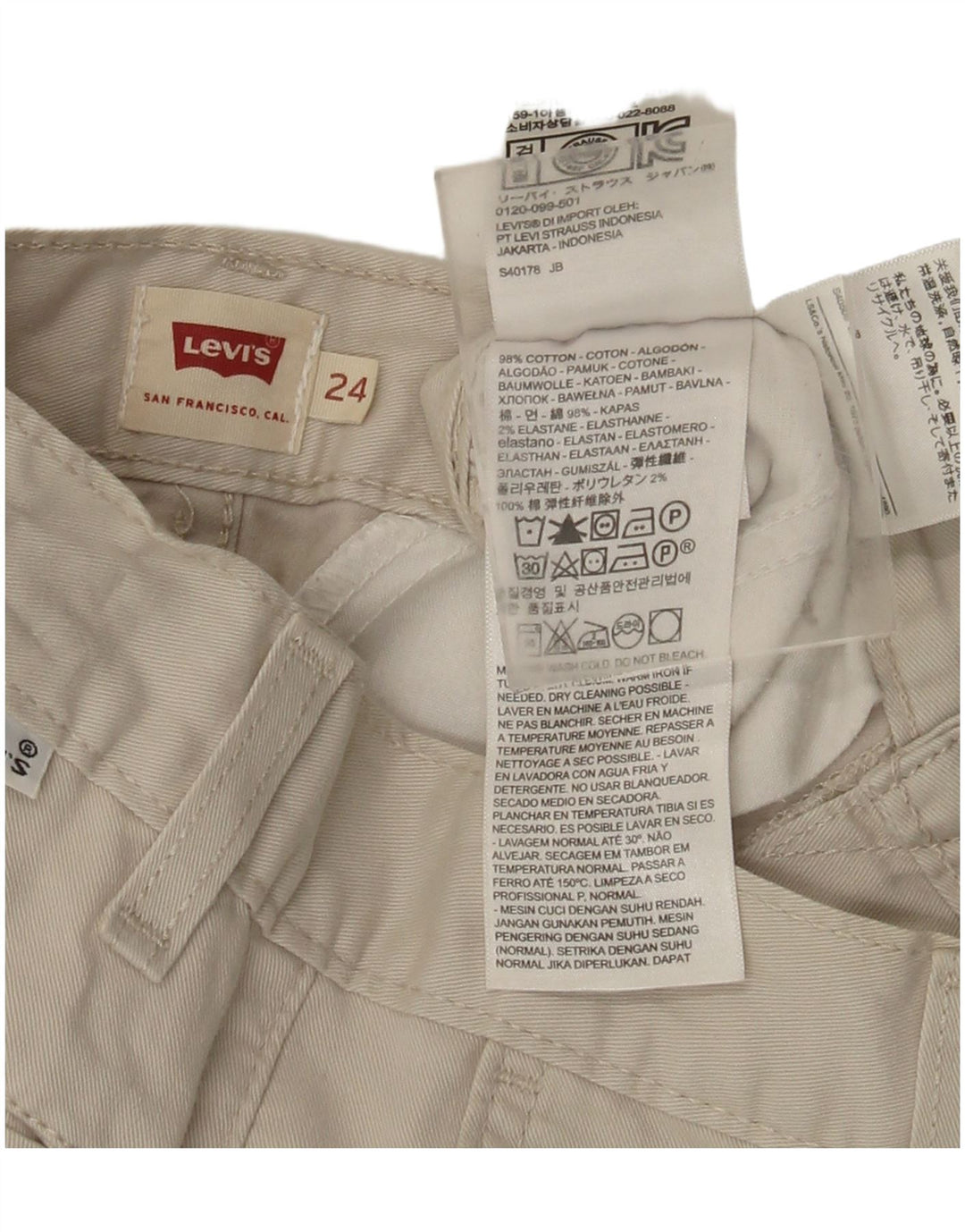 Levi's Short Chino Femme W24 XS Beige Coton