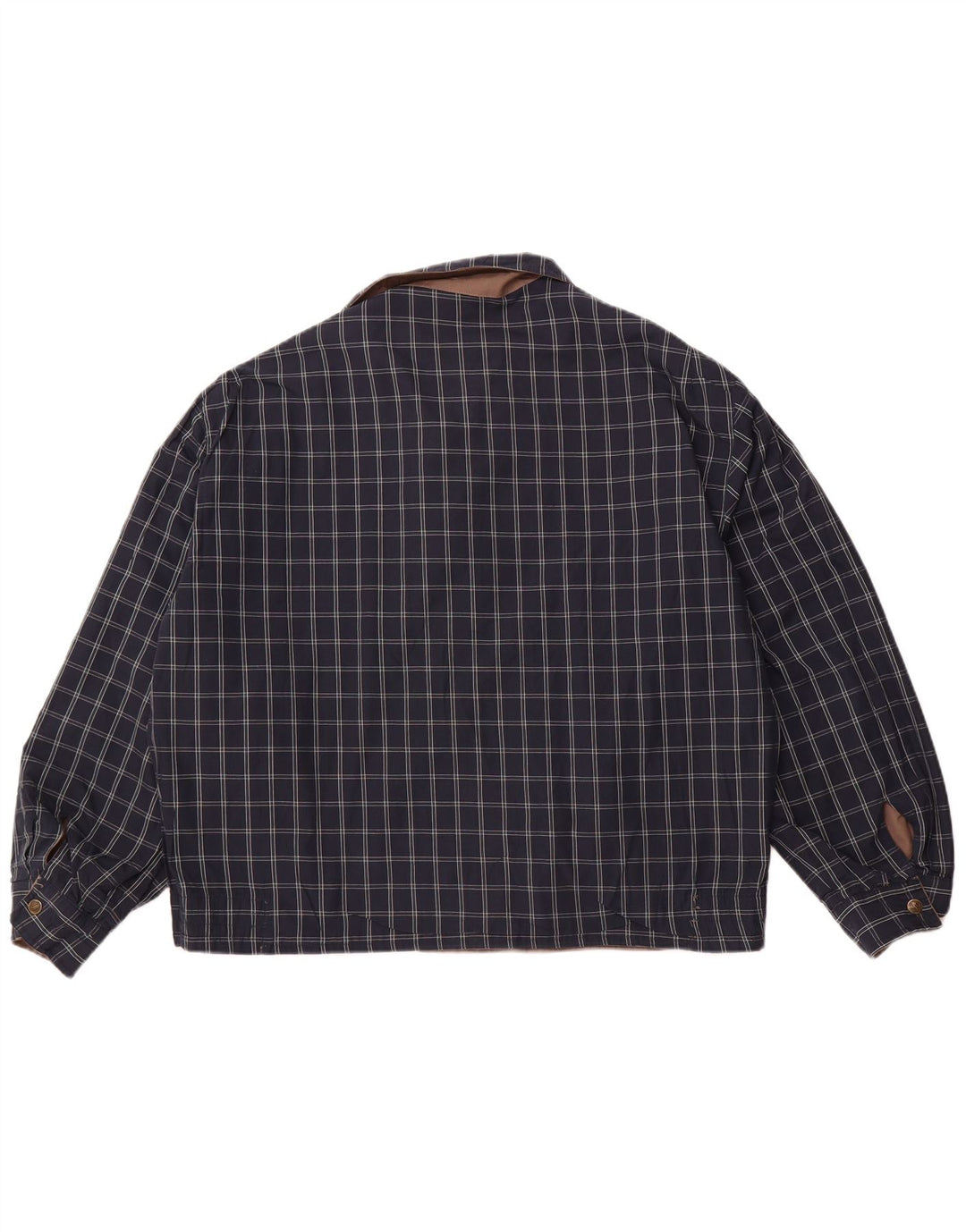 VINTAGE Veste réversible homme UK 40 Grand Marron Check Polyester