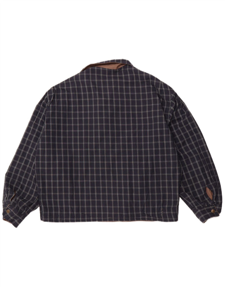 VINTAGE Veste réversible homme UK 40 Grand Marron Check Polyester