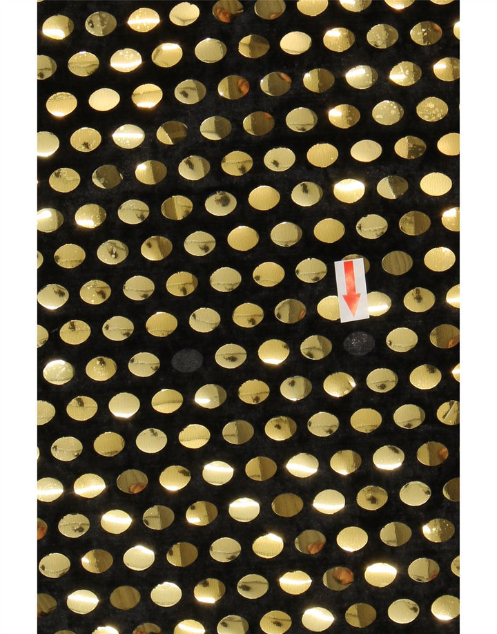 vintage Femmes Blouse Sans Manches Top UK 10 Petit Polyester Noir