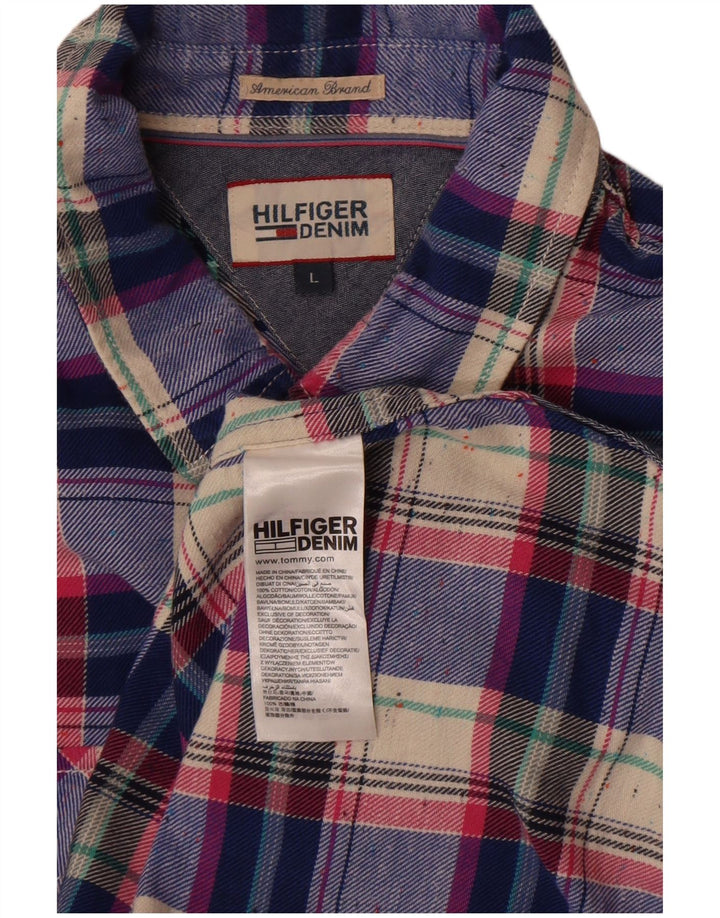 Tommy Hilfiger Chemise Homme Grand Carreau Bleu Coton