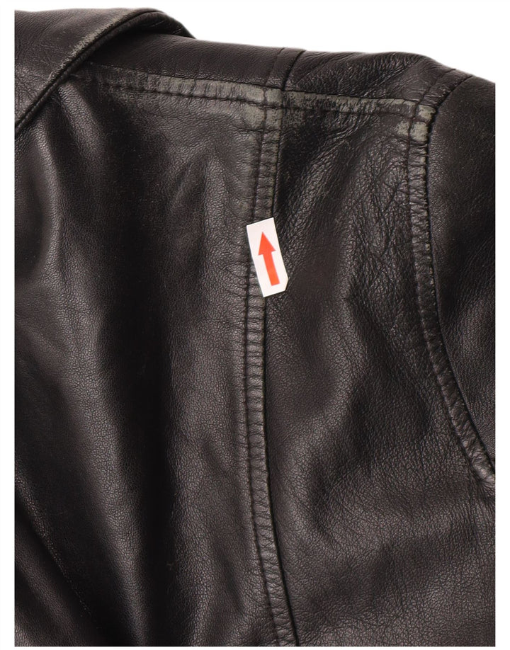 manteau en cuir femme vintage UK 12 Noir Moyen