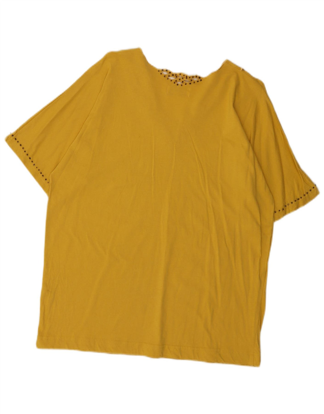 vintage Womens Blouse Top UK 16 Grand Coton Jaune