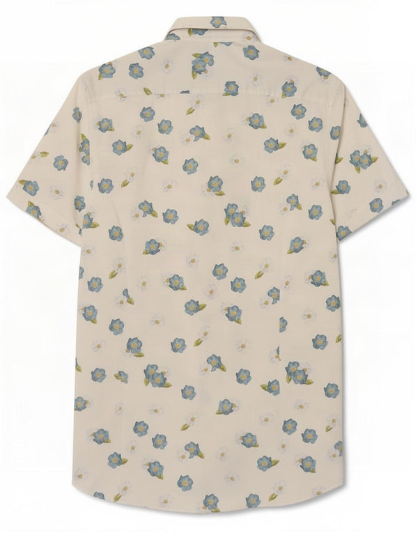 Ted Baker Chemise à manches courtes pour homme Taille 2 Petit coton floral blanc