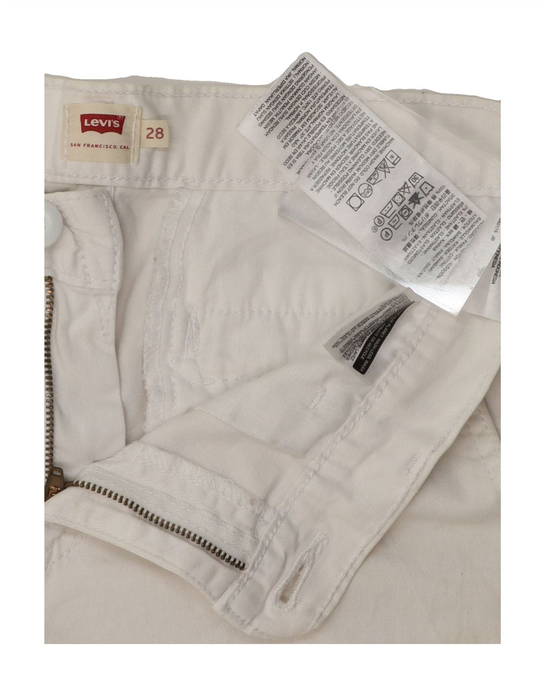 LEVI'S Womens Chino Shorts W28 Medium White Cotton Vintage Levi's and Second-Hand Levi's from Messina Hembry 
