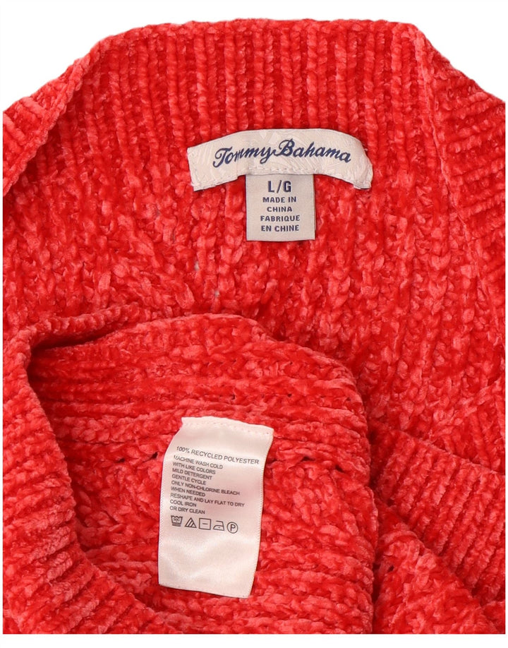 TOMMY BAHAMA Pull col bateau pour femme UK 16 Large Rouge Polyester