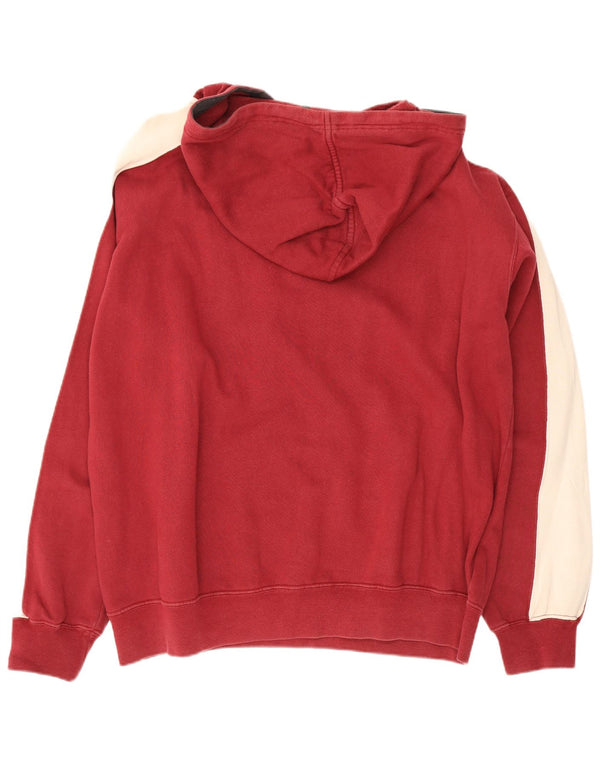 Kappa Pull à capuche graphique pour homme avec col zippé en coton color block Rouge Taille L