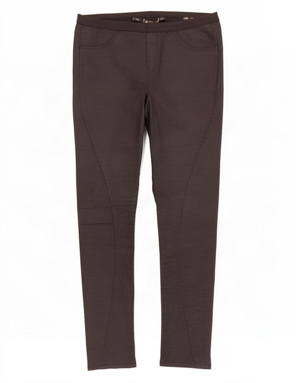 Zara Womens Waxed Slim Casual Trousers EU 40 Medium W30 L30 Black Cotton
