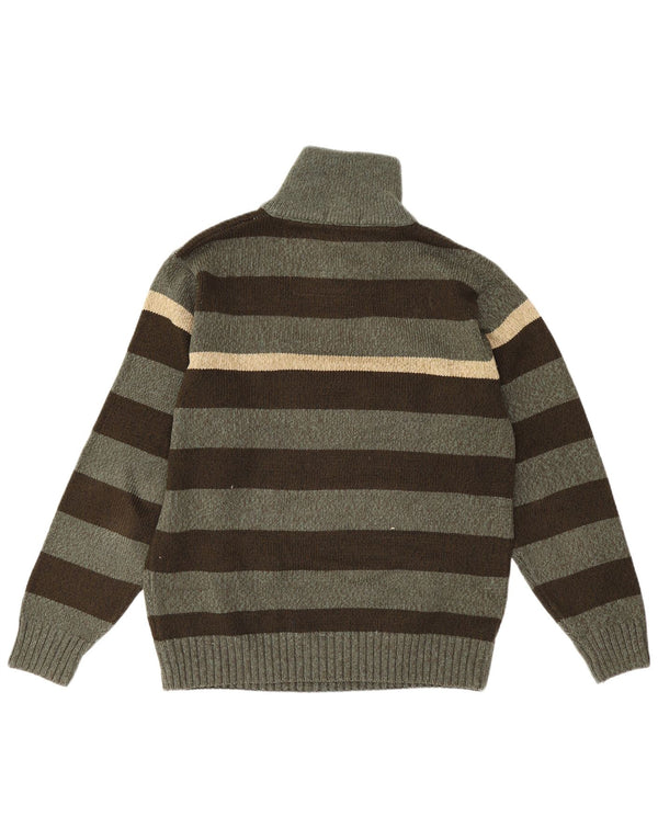 Jeep Pull col zippé pour homme Large rayé vert
