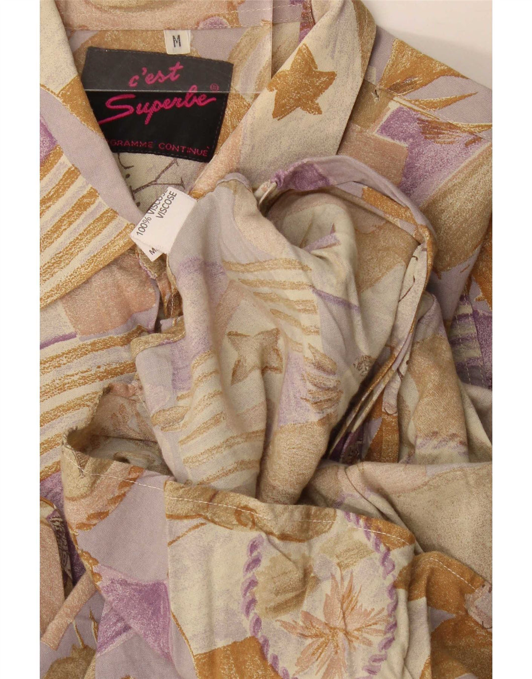 Chemise homme vintage Viscose florale beige moyen