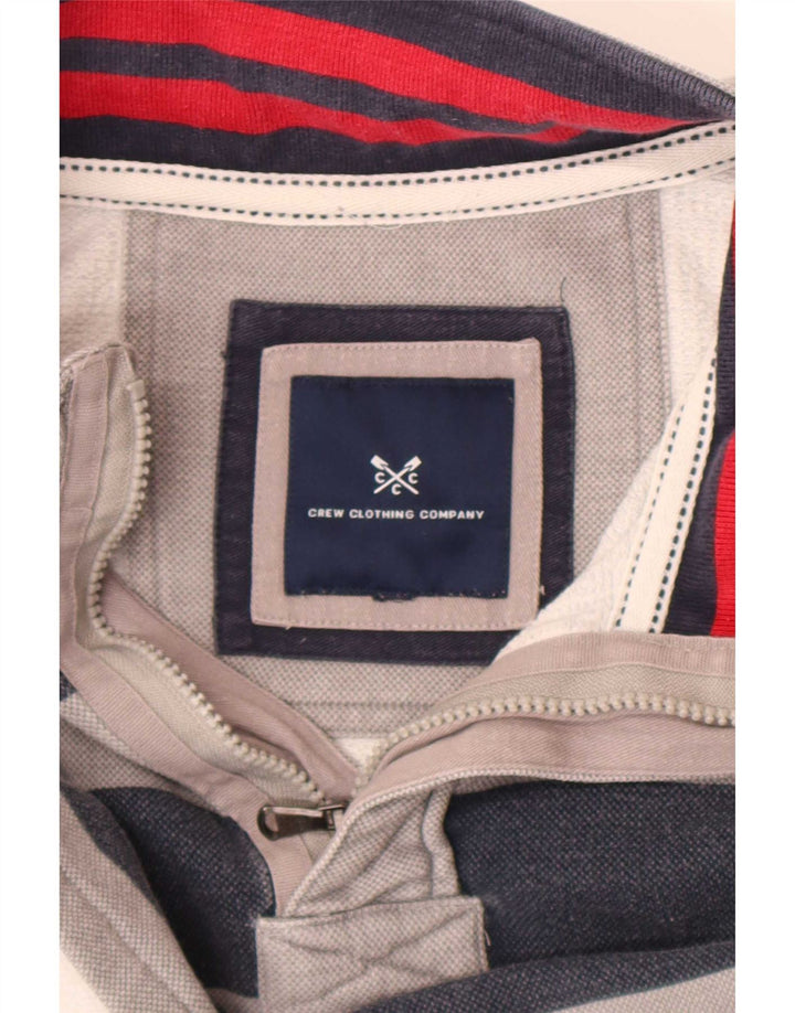 Crew Clothing Sweat-shirt à col zippé pour homme Gris moyen rayé