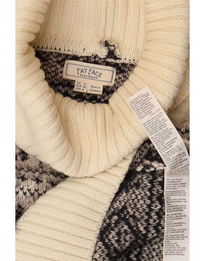 FAT FACE Pull col roulé pour femme UK 12 Gris moyen Fair Isle