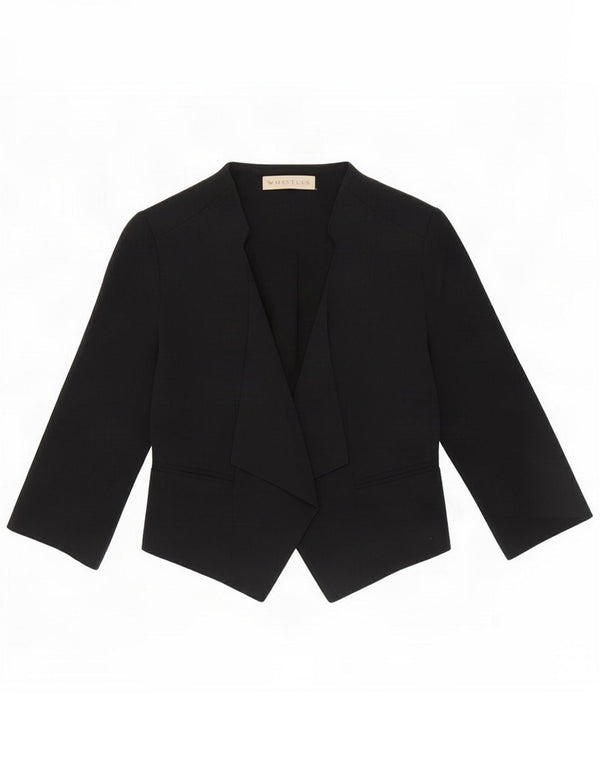 Whistles Veste boléro ouverte à manches 3/4 pour femme UK 10 Small Black Viscose