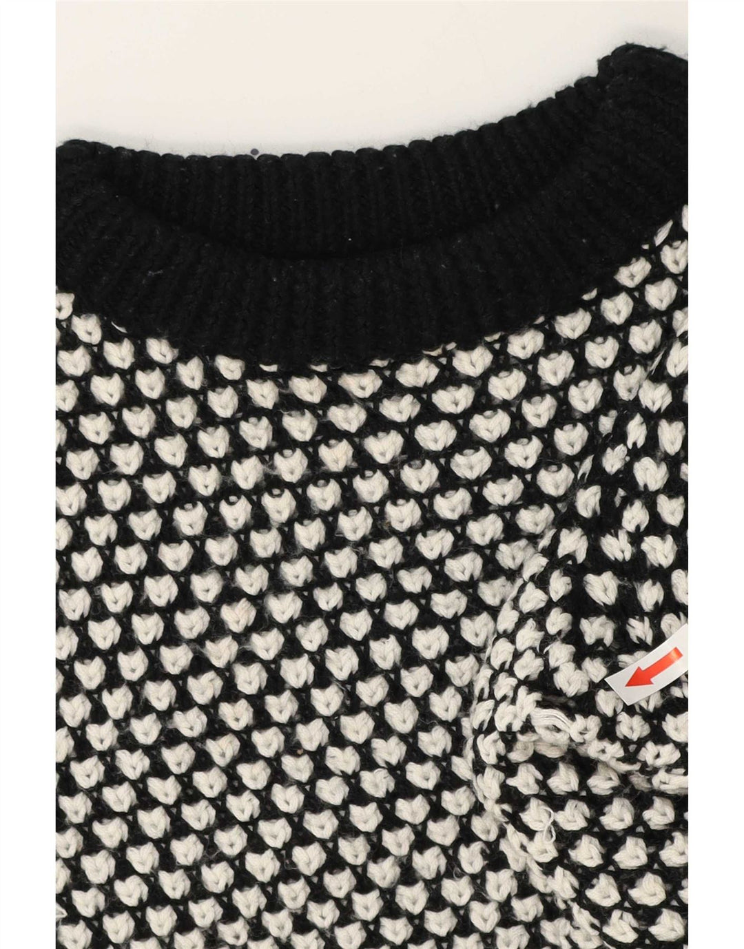 Zara Pull à col rond à motif abstrait pour femme UK 14 Noir moyen