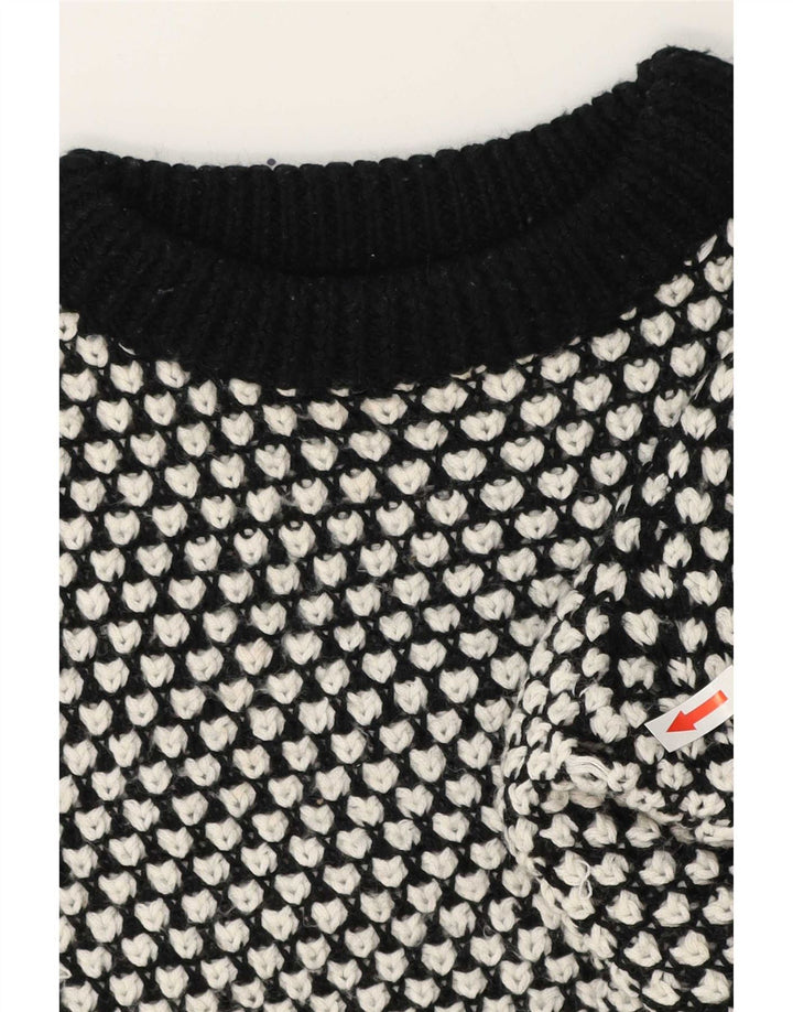 Zara Pull à col rond à motif abstrait pour femme UK 14 Noir moyen