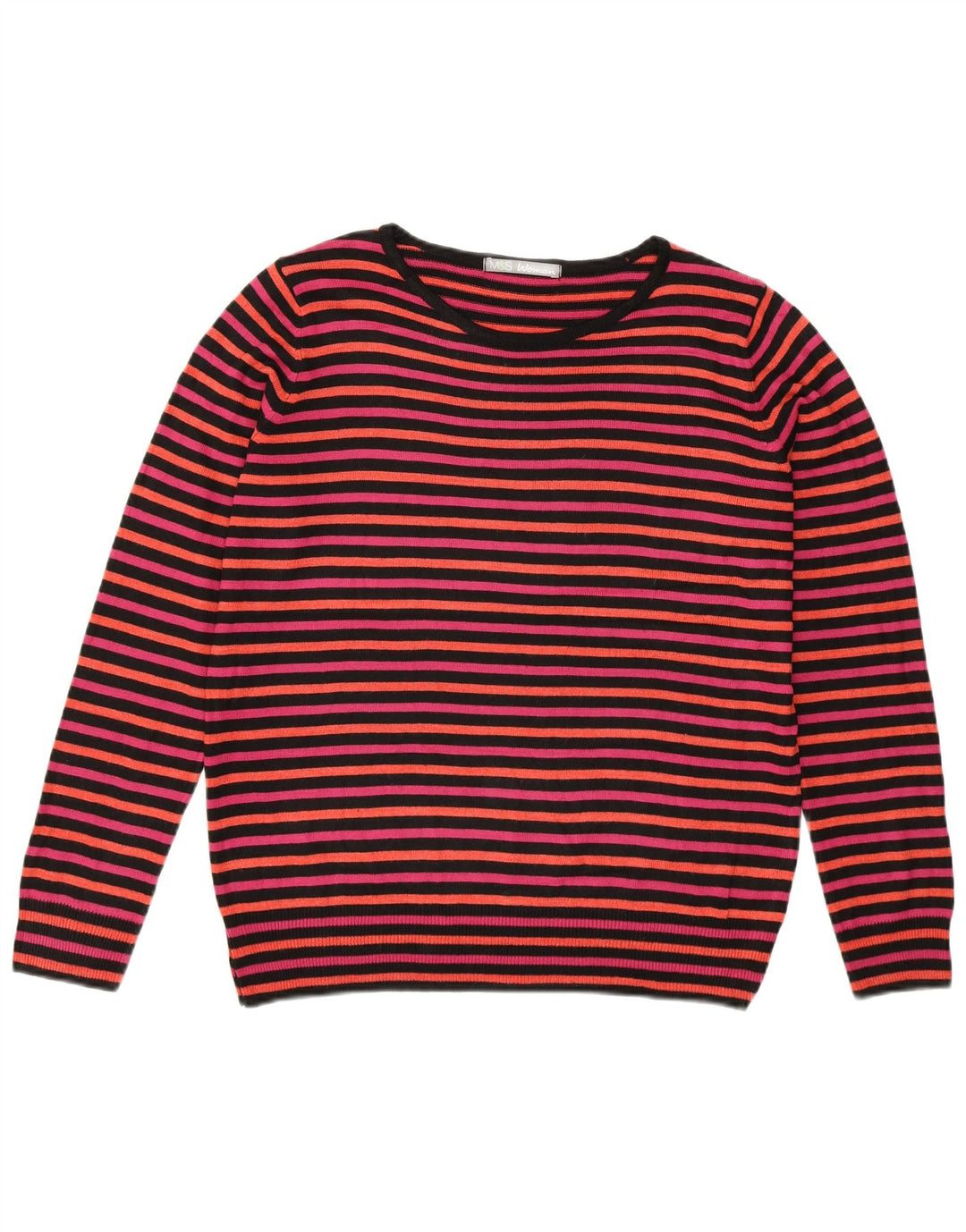 MARKS & SPENCER Pull col bateau pour femme UK 14 Grand rose rayé
