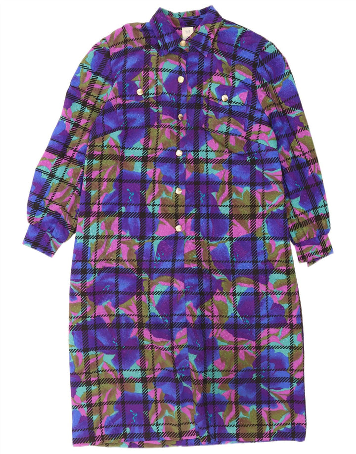 Robe chemise pull à motif abstrait vintage pour femmes IT 52 2XL Bleu