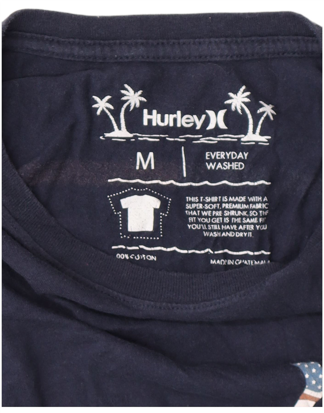 HURLEY T-Shirt Graphique Homme Bleu Marine Moyen Coton