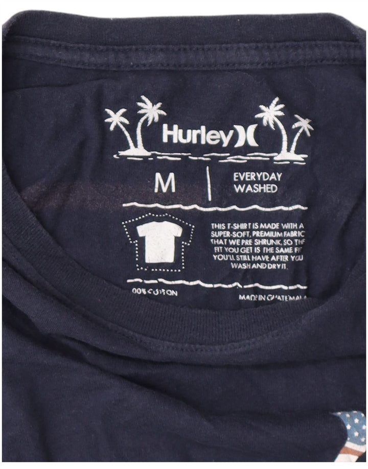HURLEY T-Shirt Graphique Homme Bleu Marine Moyen Coton