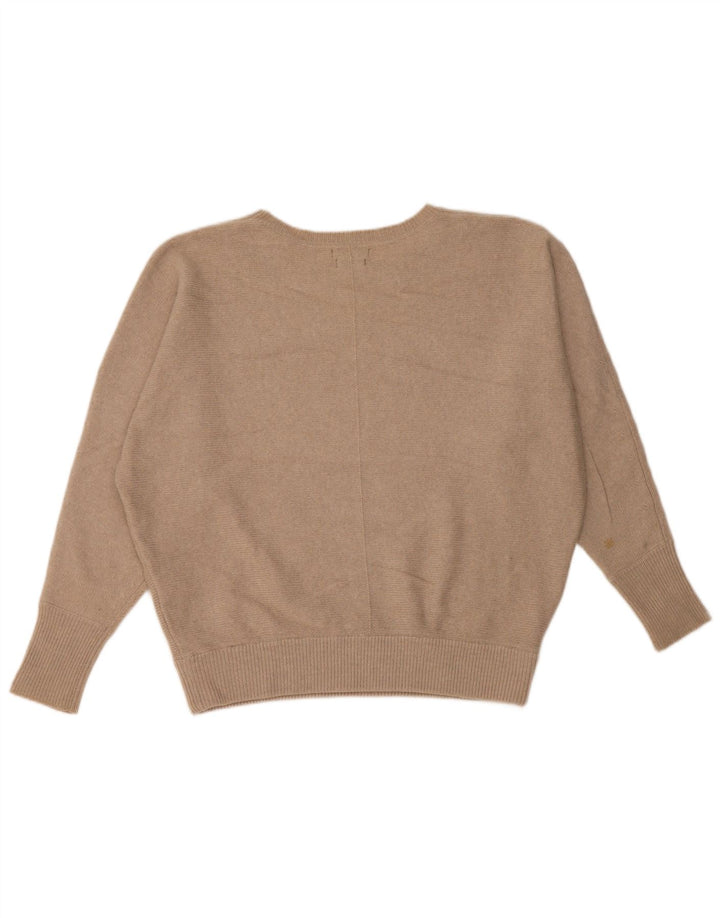 Massimo Dutti Pull surdimensionné à col bateau pour femme UK 6 XS en laine beige