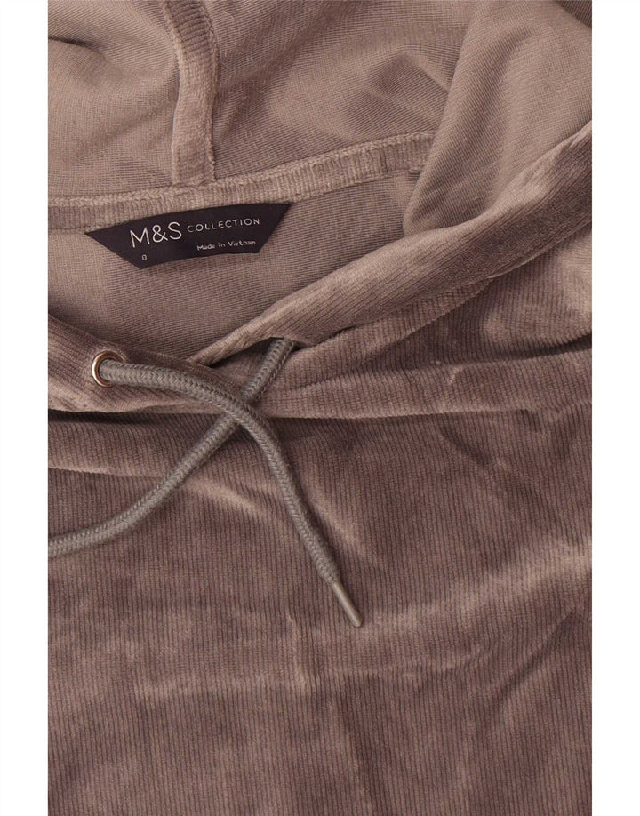 Marks & Spencer Pull à capuche surdimensionné en velours pour femme UK 8 Small Gris