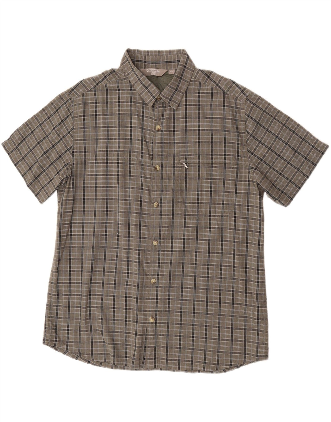 Mountain Warehouse Chemise à manches courtes pour homme XL en coton à carreaux gris