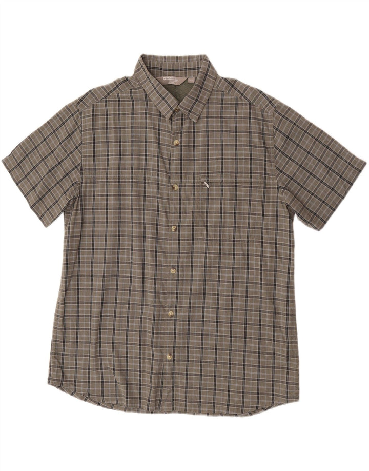 Mountain Warehouse Chemise à manches courtes pour homme XL en coton à carreaux gris