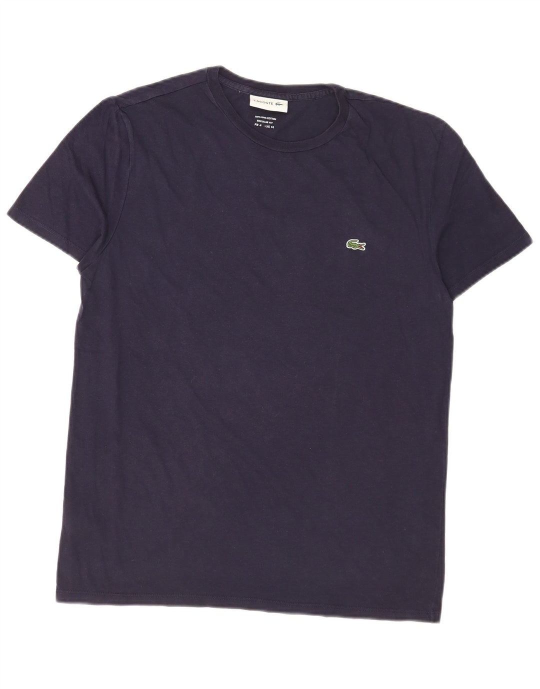 Lacoste Hommes Regular Fit T-Shirt Top Taille 4 Moyen Bleu Marine Coton