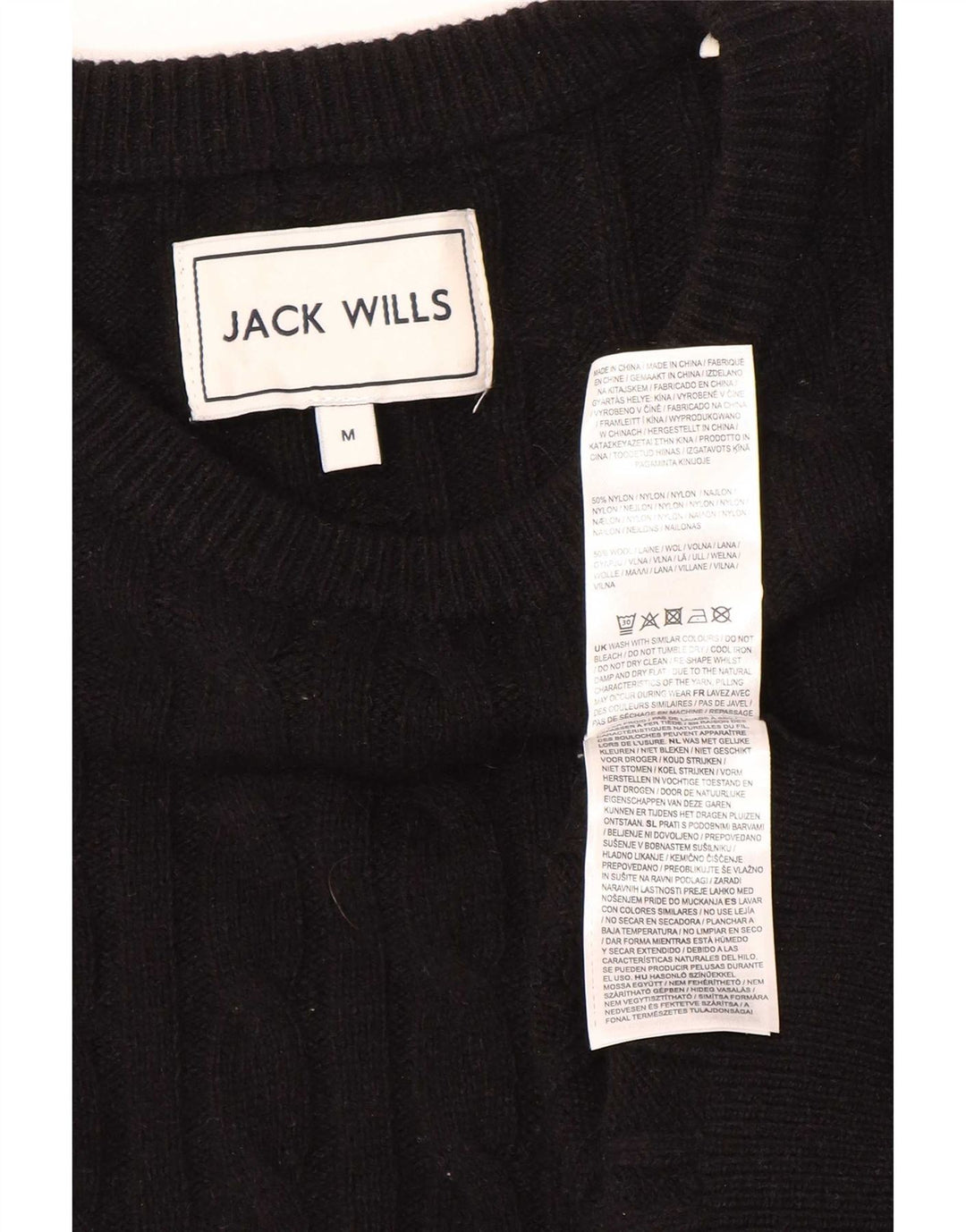 Jack Wills Pull col bateau pour homme en nylon noir moyen