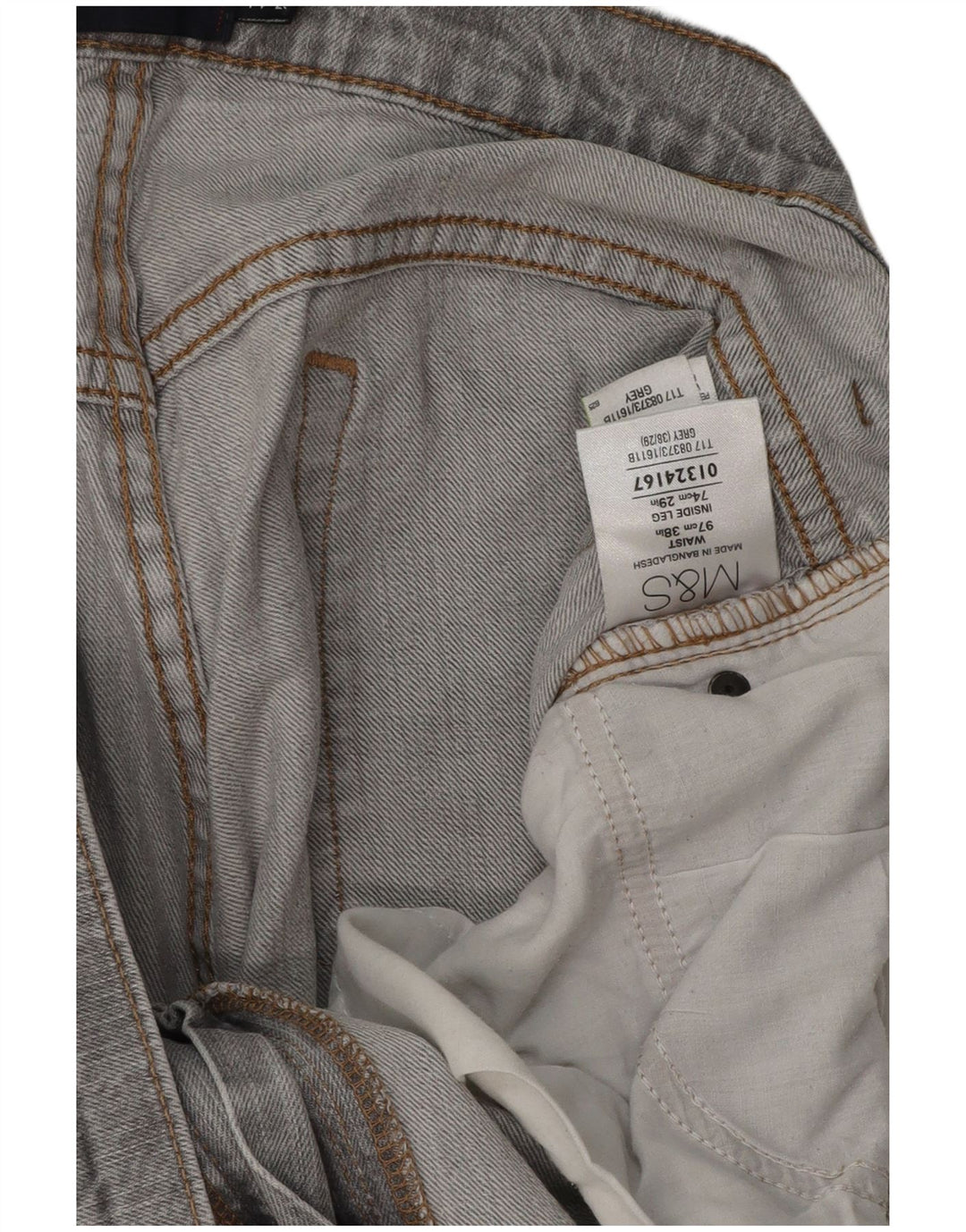 Marks & Spencer Jean droit Blue Harbor homme W38 L29 coton gris