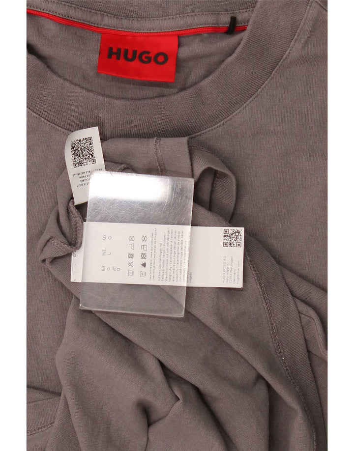 Hugo Boss Homme T-Shirt Top Large Gris Coton
