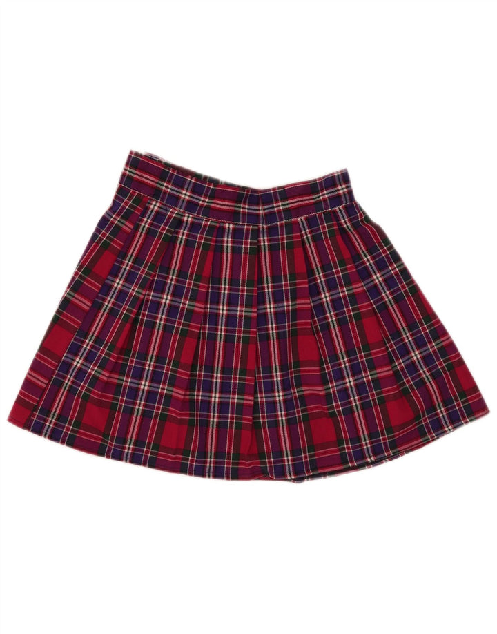 vintage Femmes Mini Jupe Plissée Petit W25 Rouge Check Polyester