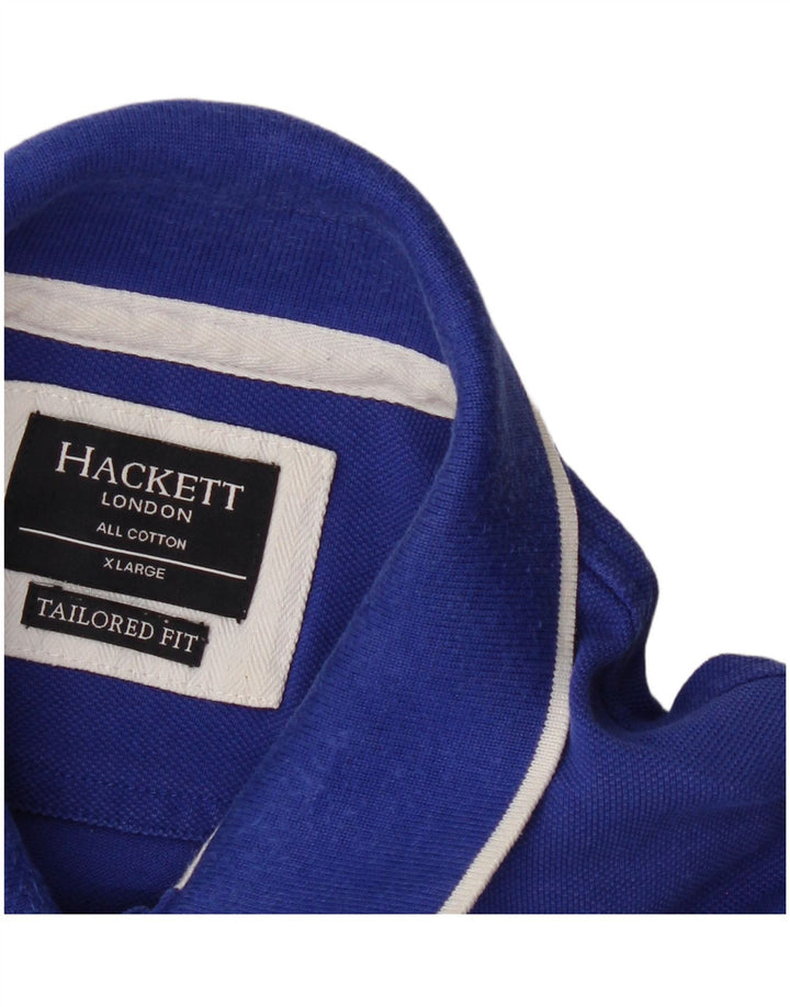 HACKETT Polo Graphique Coupe Ajustée Homme XL Bleu Coton